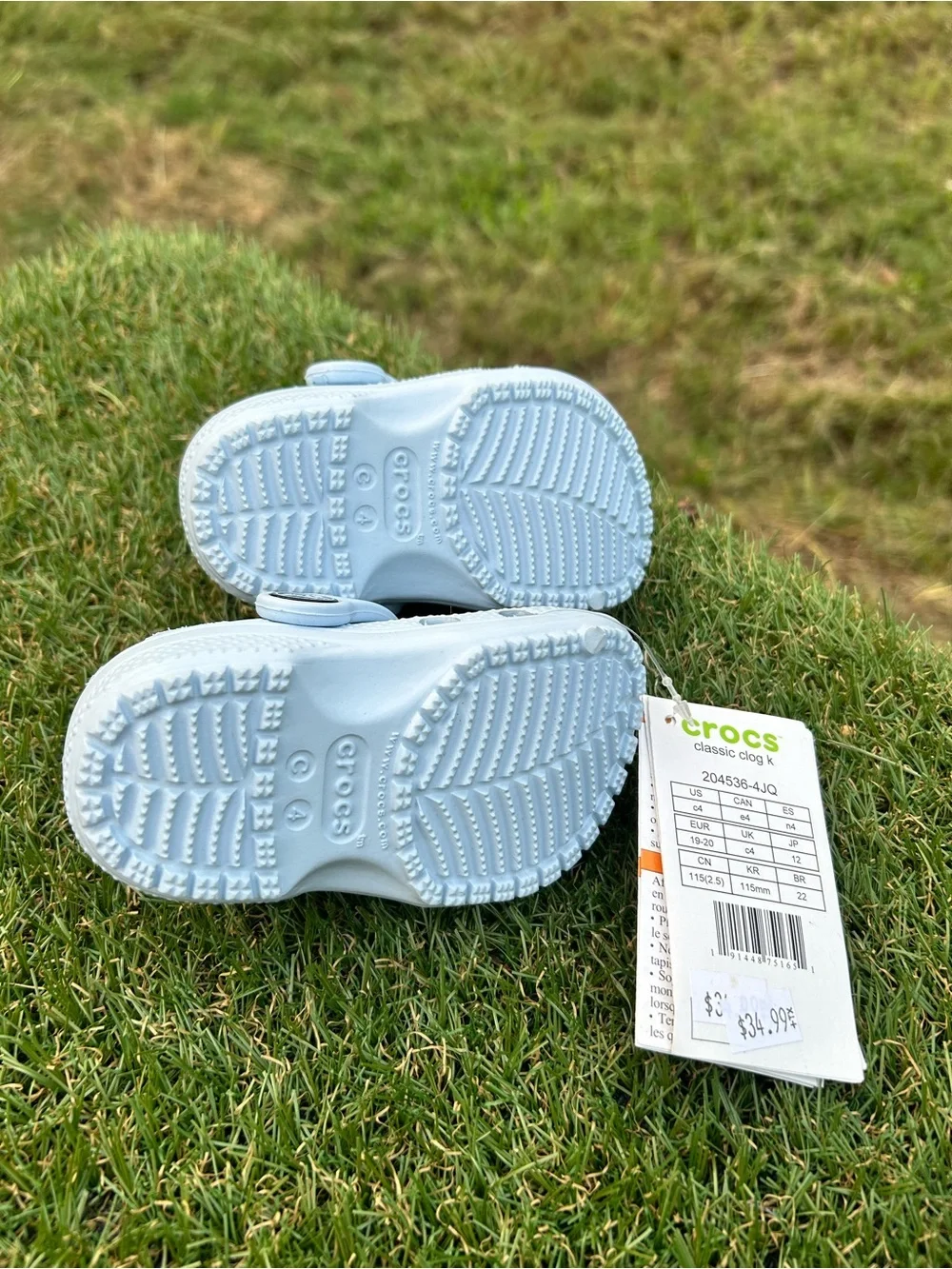 CROCS Kids Classic Clog , Mid Size 4c, New ,Light blue